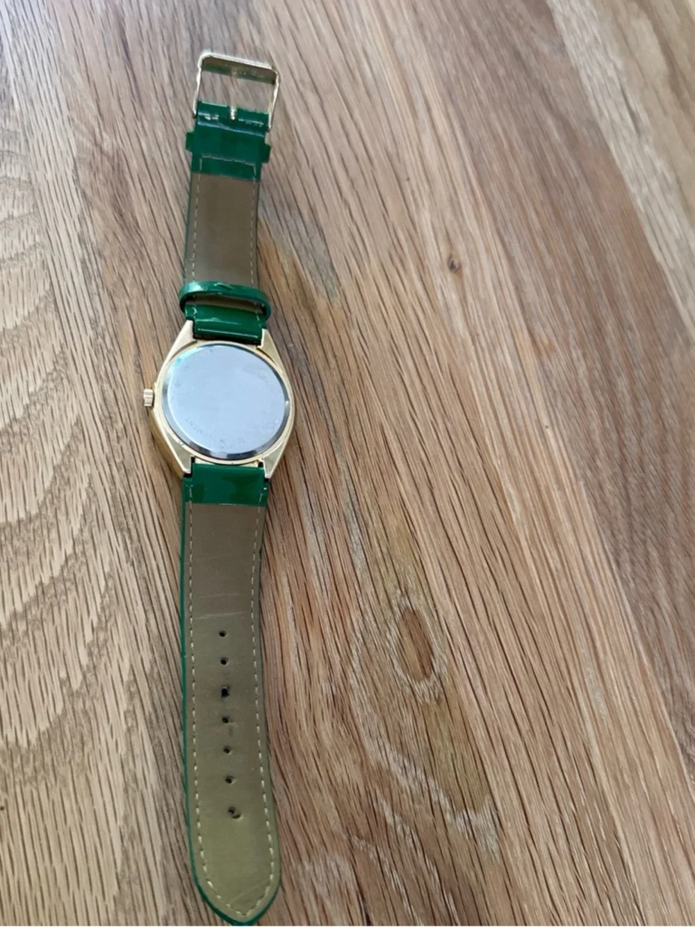 Isaac Mizrahi Live Kelly Green Crystal Accent Watch - Gold Trim, Patent Band